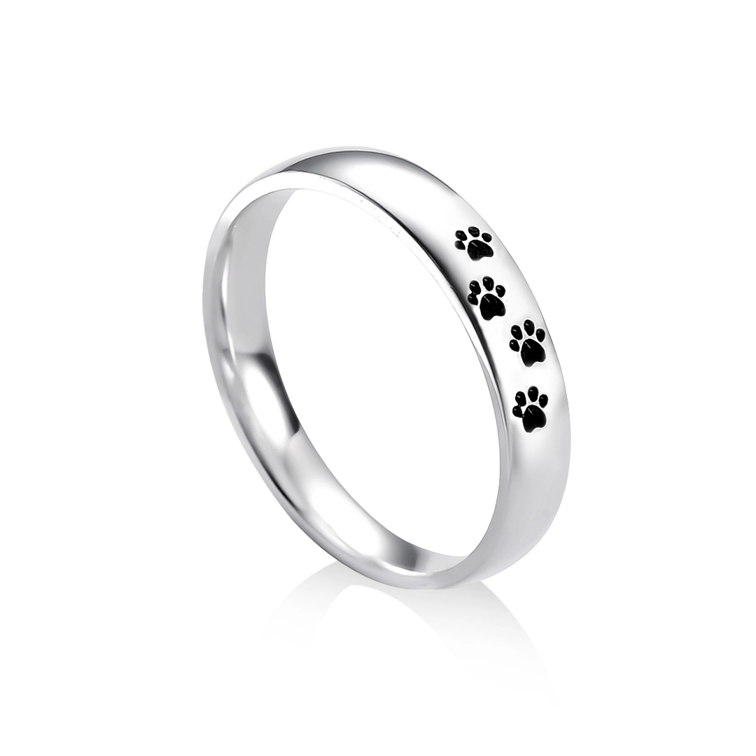 Aliança de Namoro em Prata Passión com Quatro Patinhas Envelhecidas