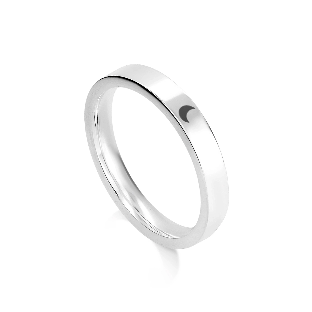 Aliança de Namoro em Prata Vivata com Lua Envelhecida