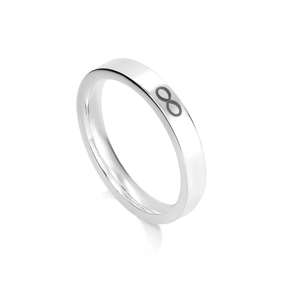 Aliança de Namoro em Prata Vivata com Símbolo do Infinito Envelhecido