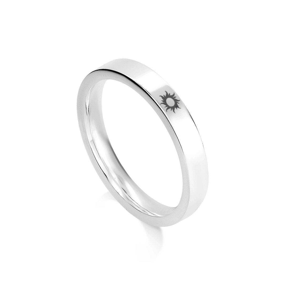 Aliança de Namoro em Prata Vivata com Sol Envelhecido