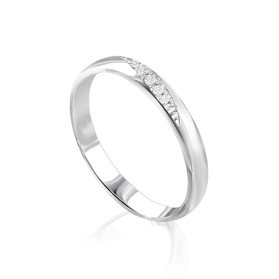 Aliança de Prata Espelhada com Zircônias Cristal