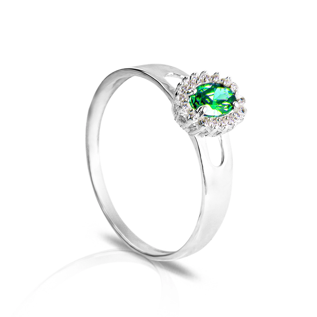 Anel De Formatura Em Prata Com Detalhe Vazado E Zircônia Esmeralda