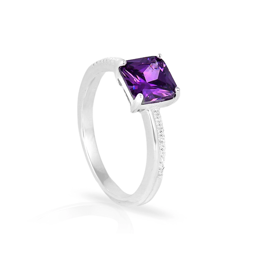 Anel de Prata Blend Collection com Zircônia Ametista
