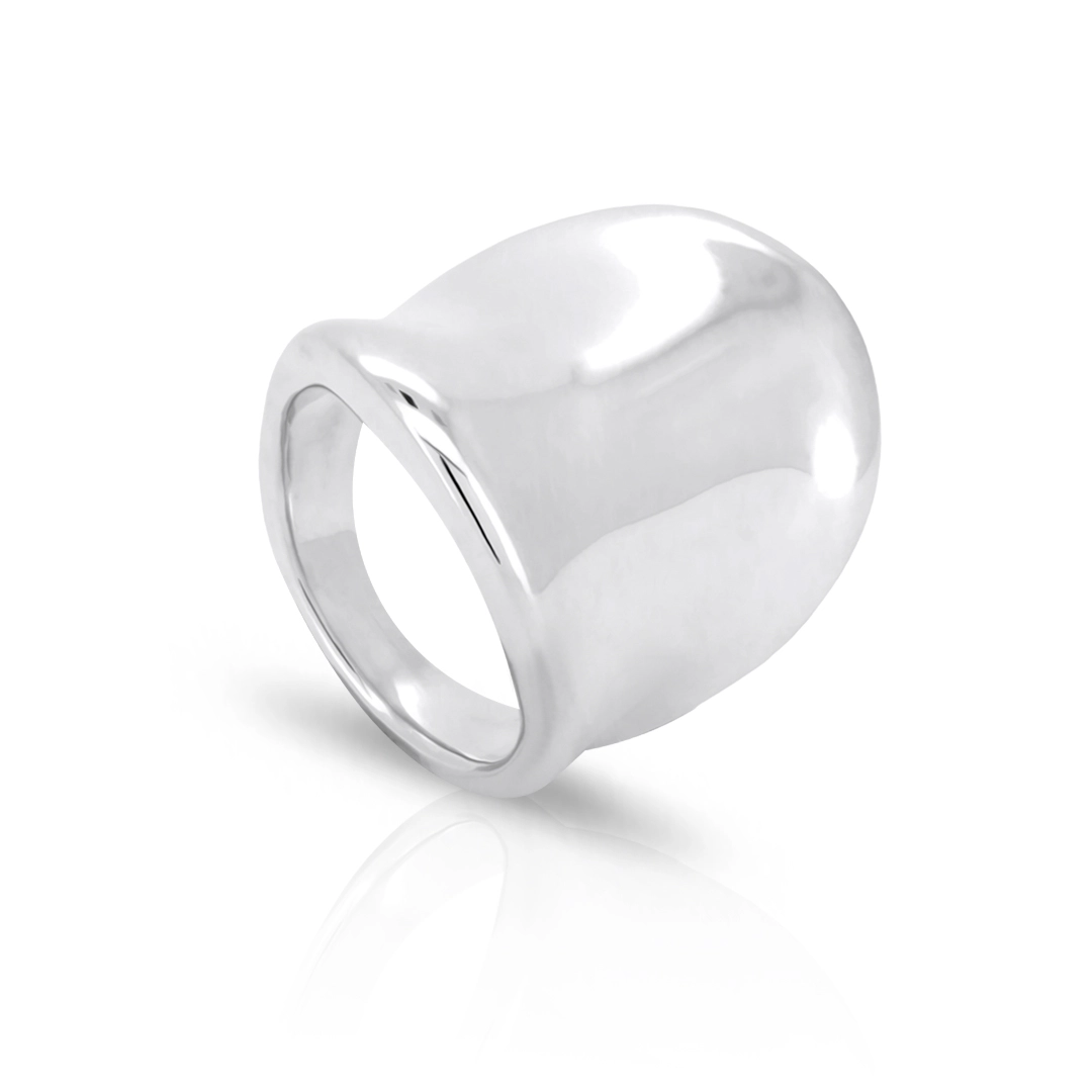 Anel De Prata Oco Sela Espelhado