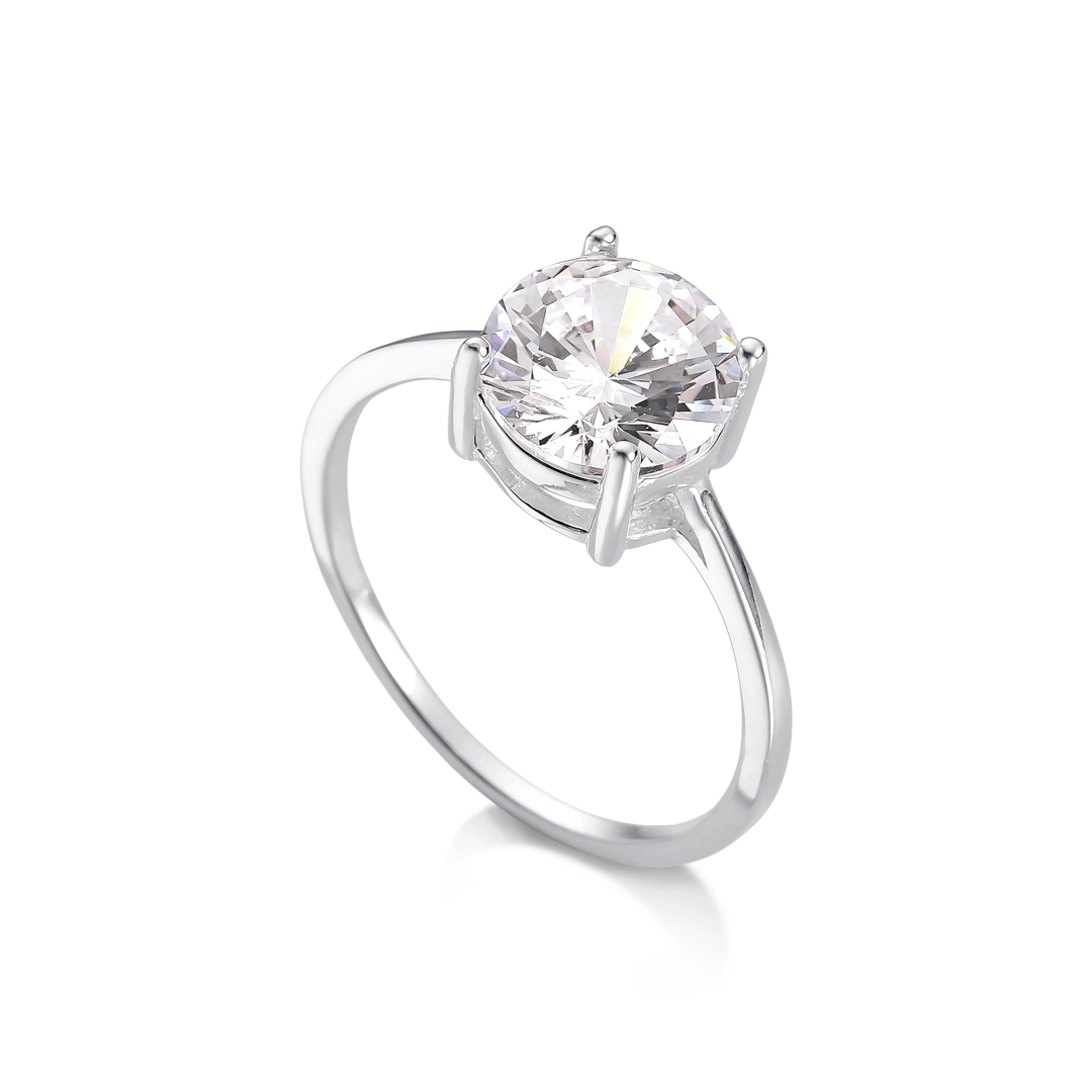 Anel de Prata Solitário com Zircônia Cristal