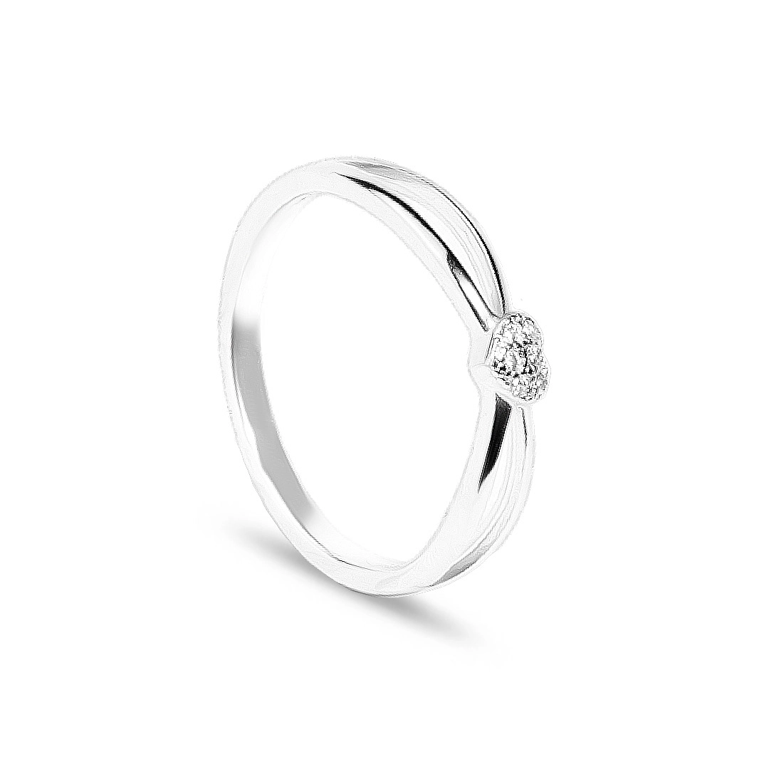 Anel De Prata Vazado Com Coração E Zircônia Cristal