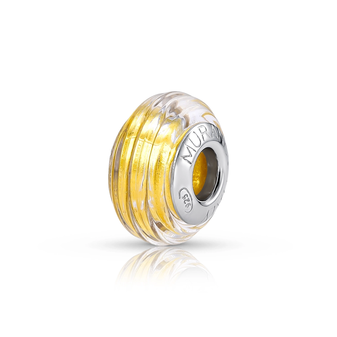 Berloque de Prata Separador Murano Dourado