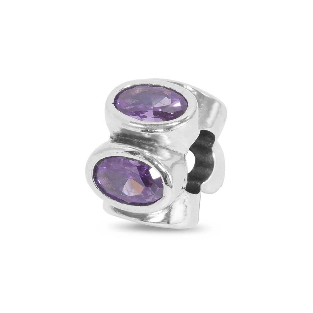 Berloque de Prata com Zircônia Ametista