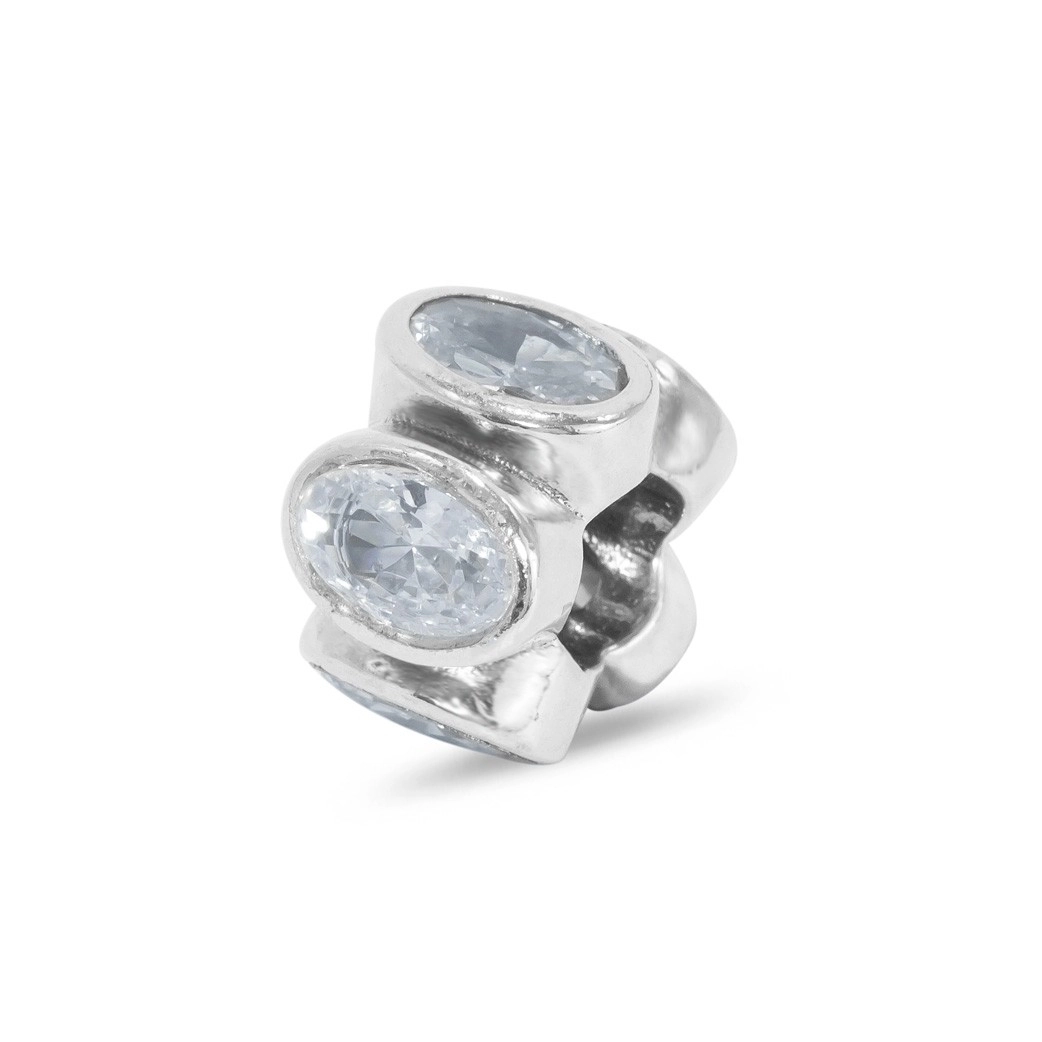 Berloque de Prata com Zircônia Cristal Oval