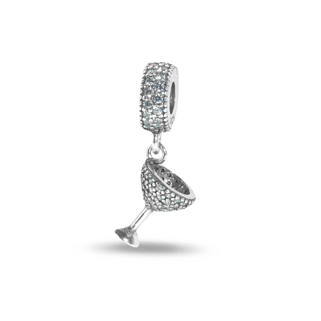 Berloque de Prata Taça com Zircônia Cristal