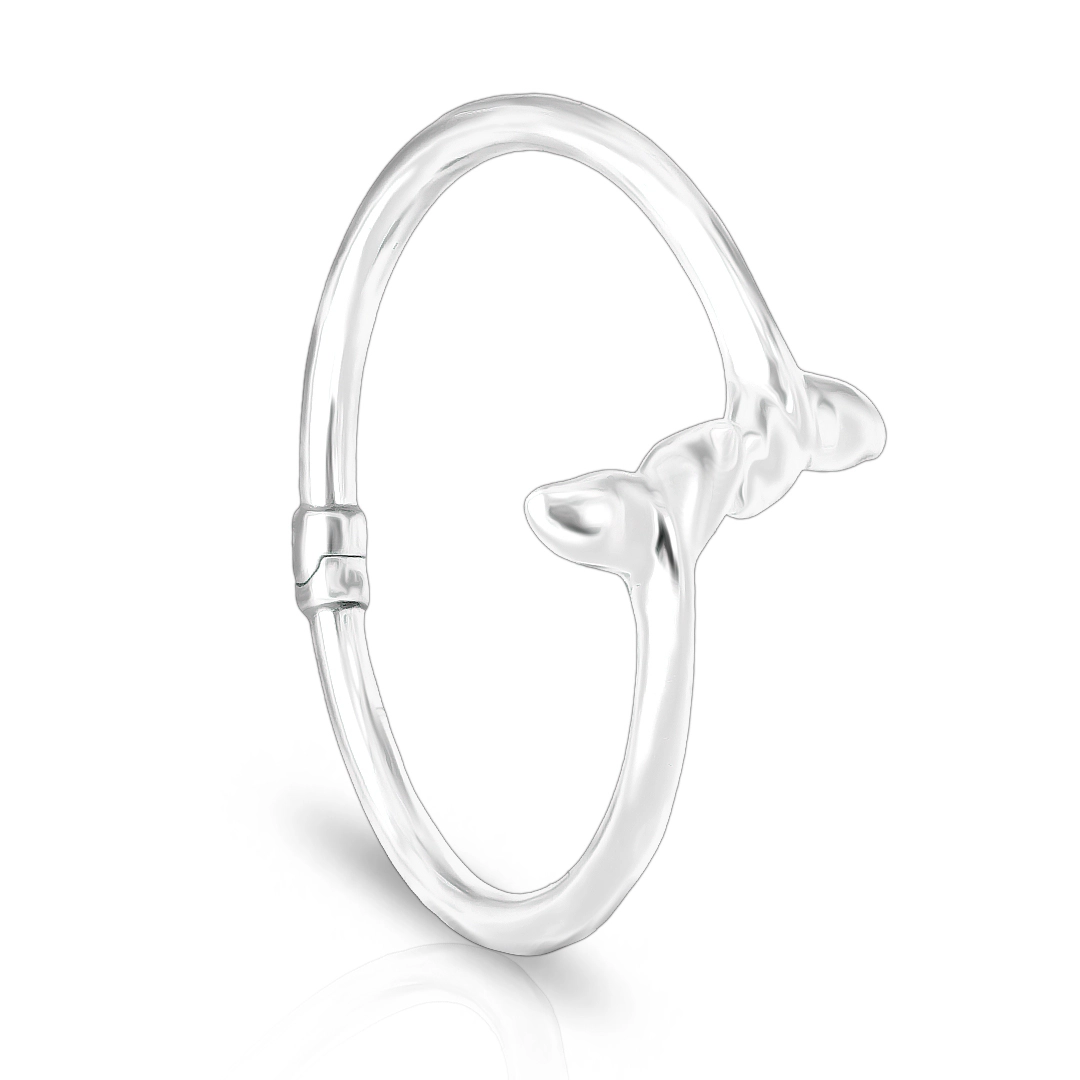 Bracelete de Prata Articulado com Cauda de Baleia Espelhada