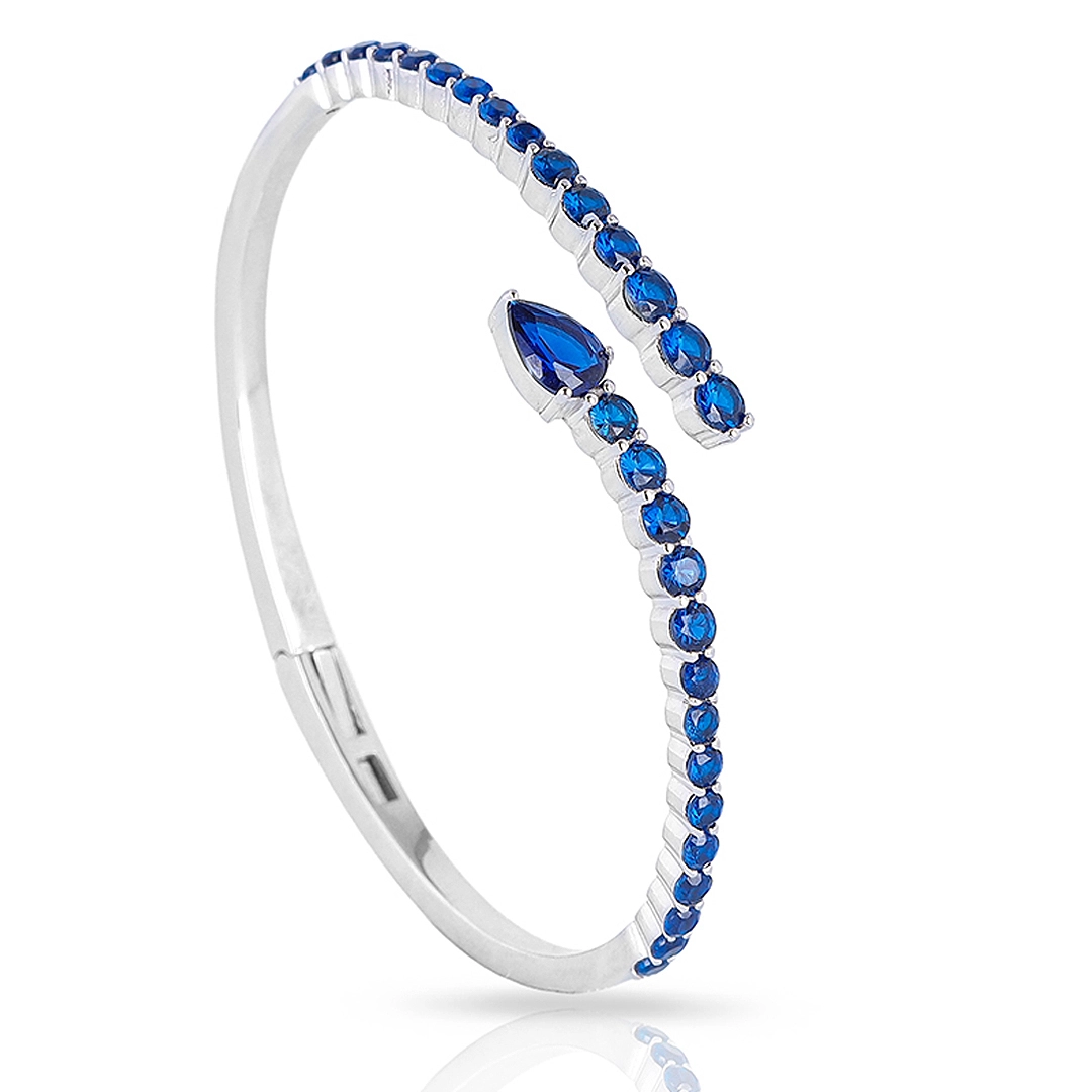 Bracelete de Prata Blend Collection Articulado com Zircônias Safira