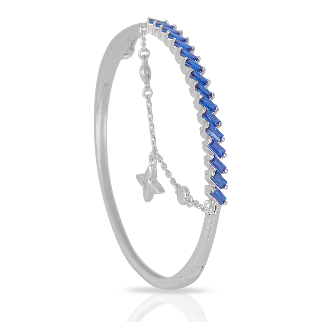 Bracelete de Prata Blend Collection Articulado com Zircônias Safira e Pingente de Estrela