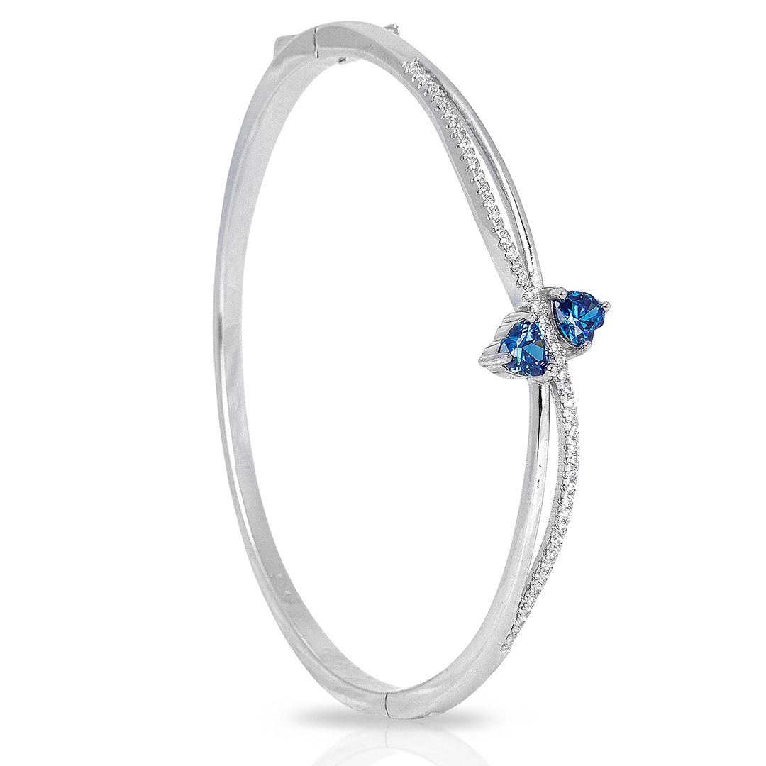 Bracelete de Prata Blend Collection Articulado com Dois Corações em Zircônia Topázio