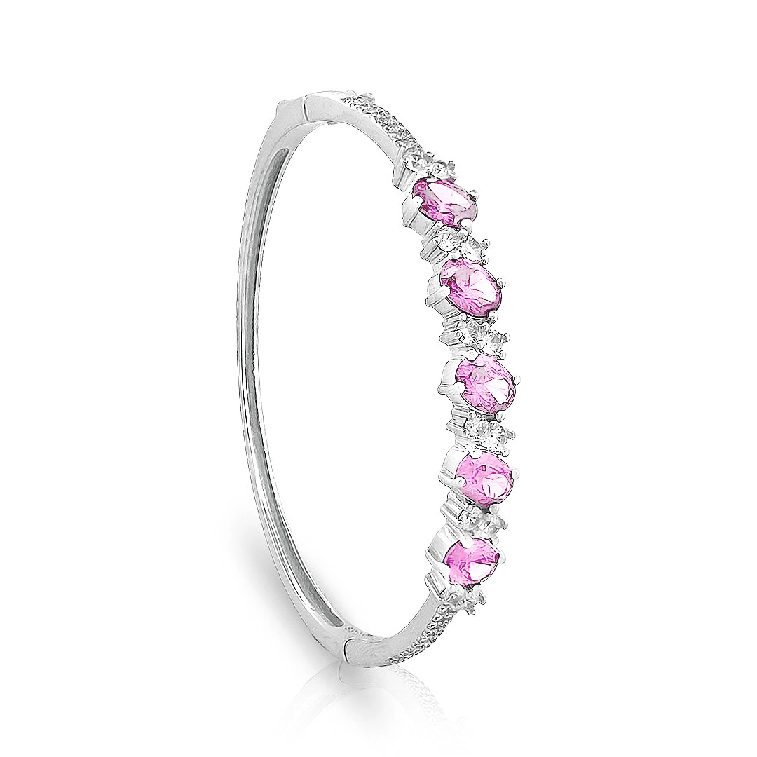Bracelete Blend Collection de Prata 925 com Zircônias Ovais Rosa
