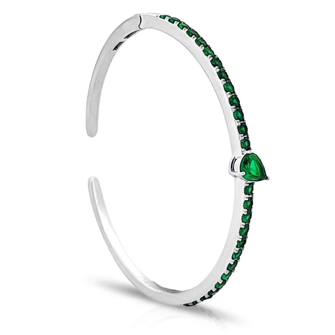 Bracelete de Prata Blend Collection de Zircônias Esmeralda