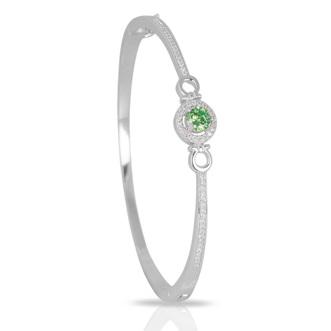 Bracelete de Prata Blend Collection de Zircônias Esmeralda Redonda