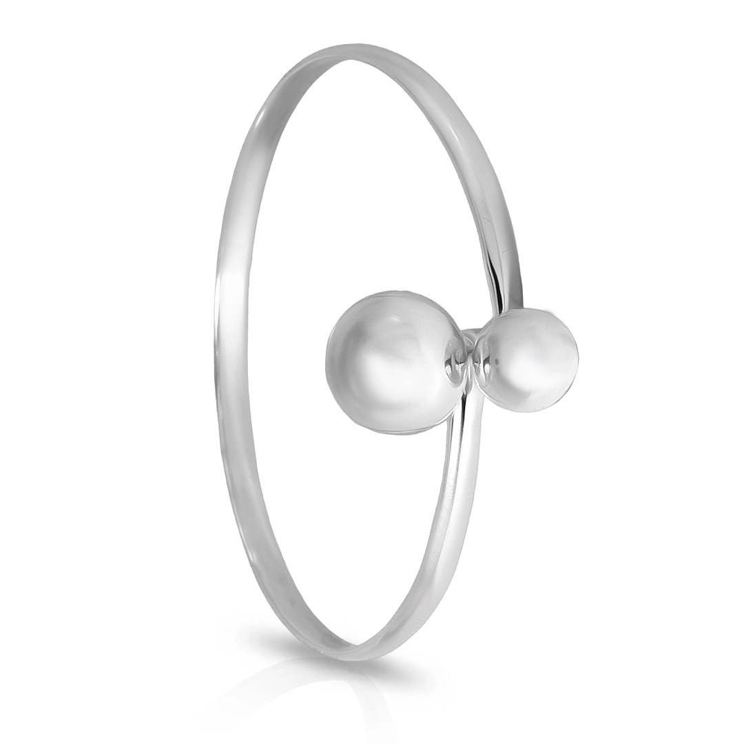 Bracelete de Prata com Duas Esferas Encaixadas