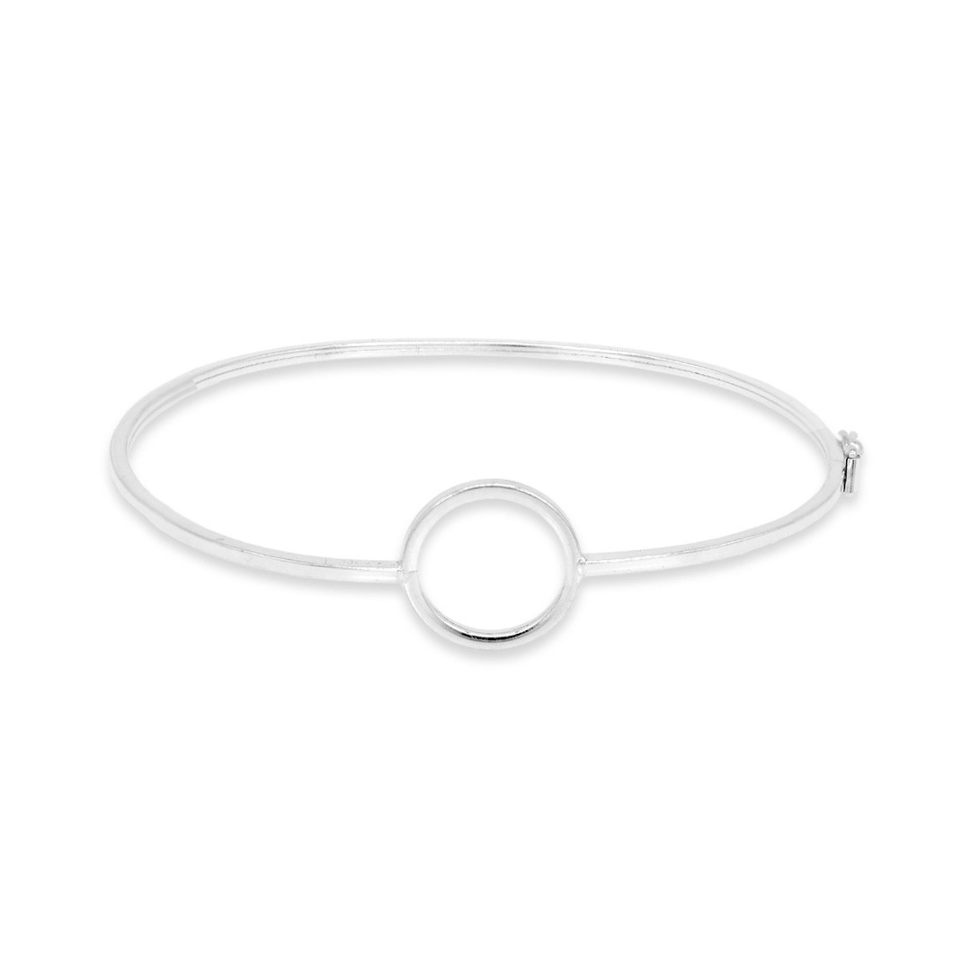 Bracelete de Prata Fio Quadrado com Círculo Vazado