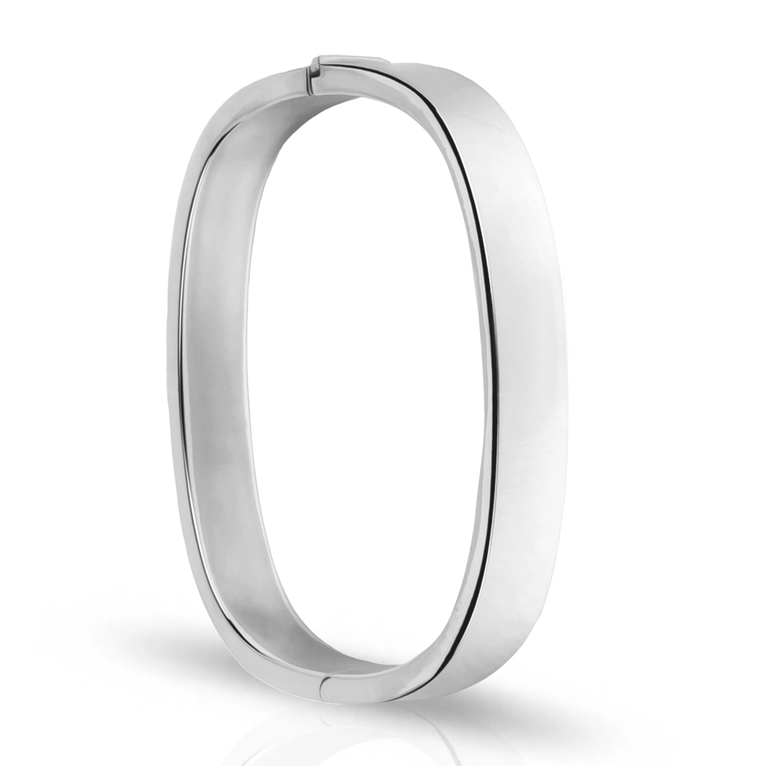 Bracelete de Prata Oco com Fio Quadrado Espelhado