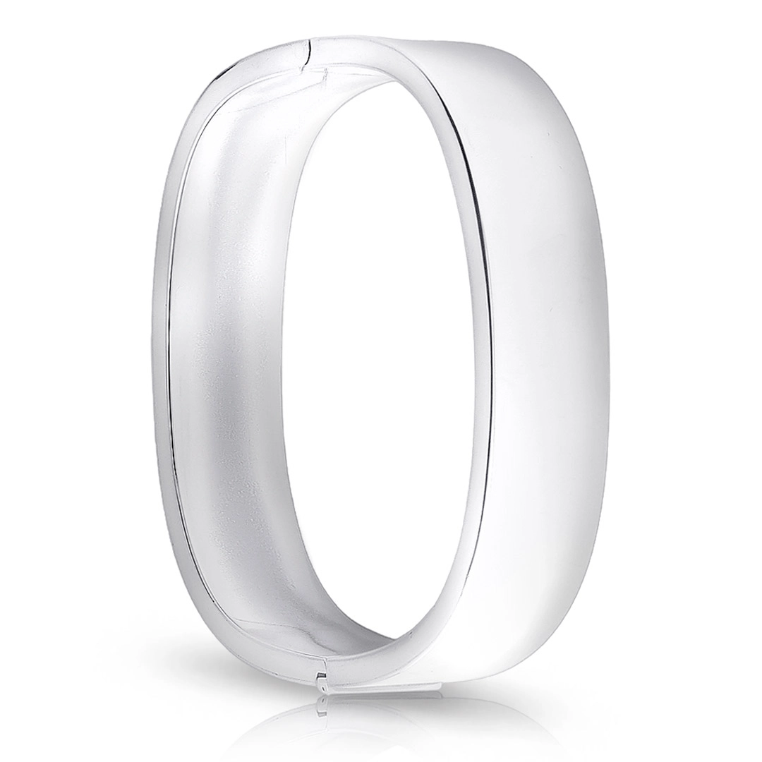 Bracelete de Prata Oco Espelhado e Quadrado