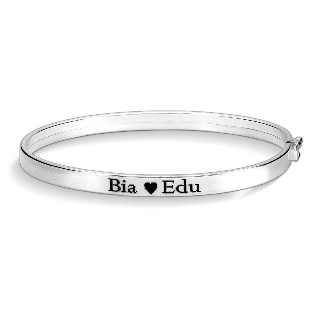 Bracelete de Prata Oval Personalizado em Fio Quadrado