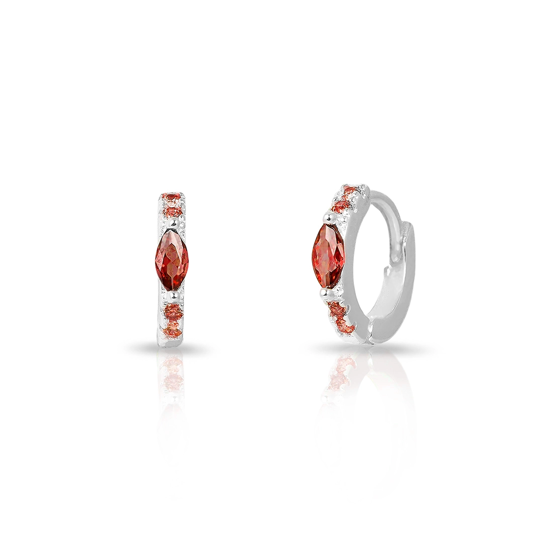 Brinco Blend Collection  Prata 925 Clic com Navete em Zircônia Granada