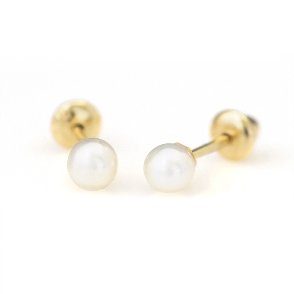 Brinco de Ouro 18k Baby Gold com Pérola