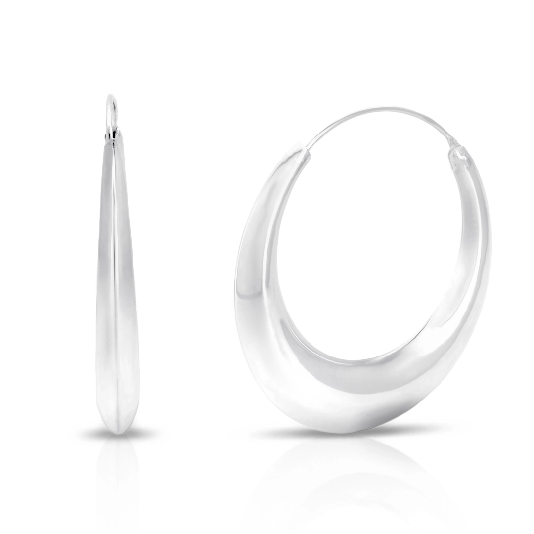 Brinco de Prata Argola com Fio Largo Espelhada