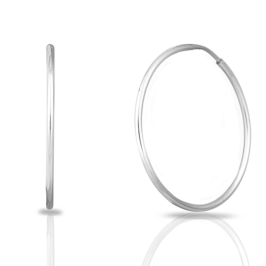 Brinco De Prata Argola com Fio Roliço Espelhado P