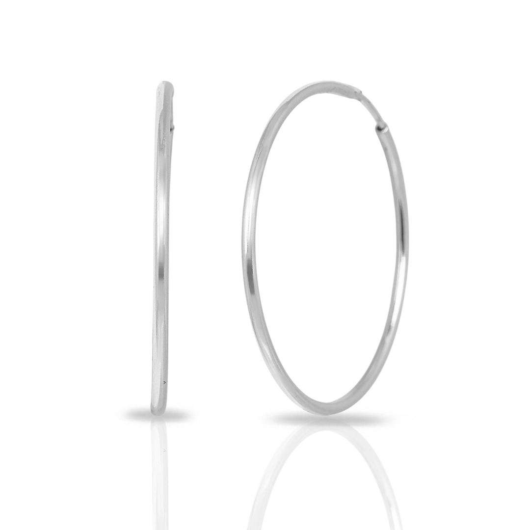 Brinco De Prata Argola com Fio Roliço Espelhado