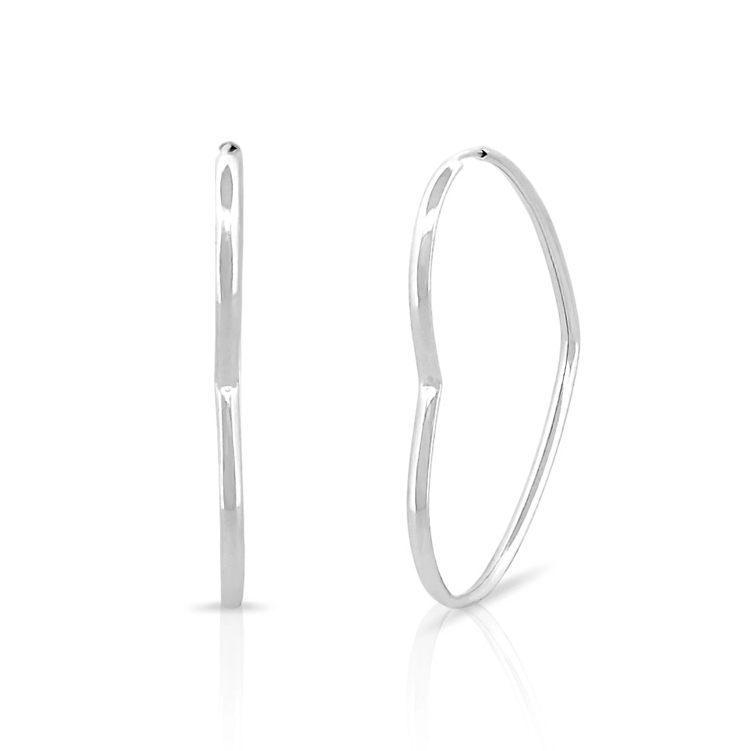 Brinco de Prata Argola de Coração Espelhado