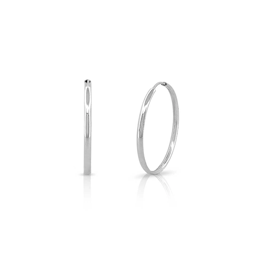 Brinco De Prata Argola Meia Cana Espelhada