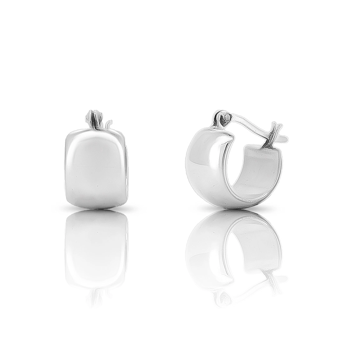 Brinco de Prata Argola Oca Espelhada com Trava