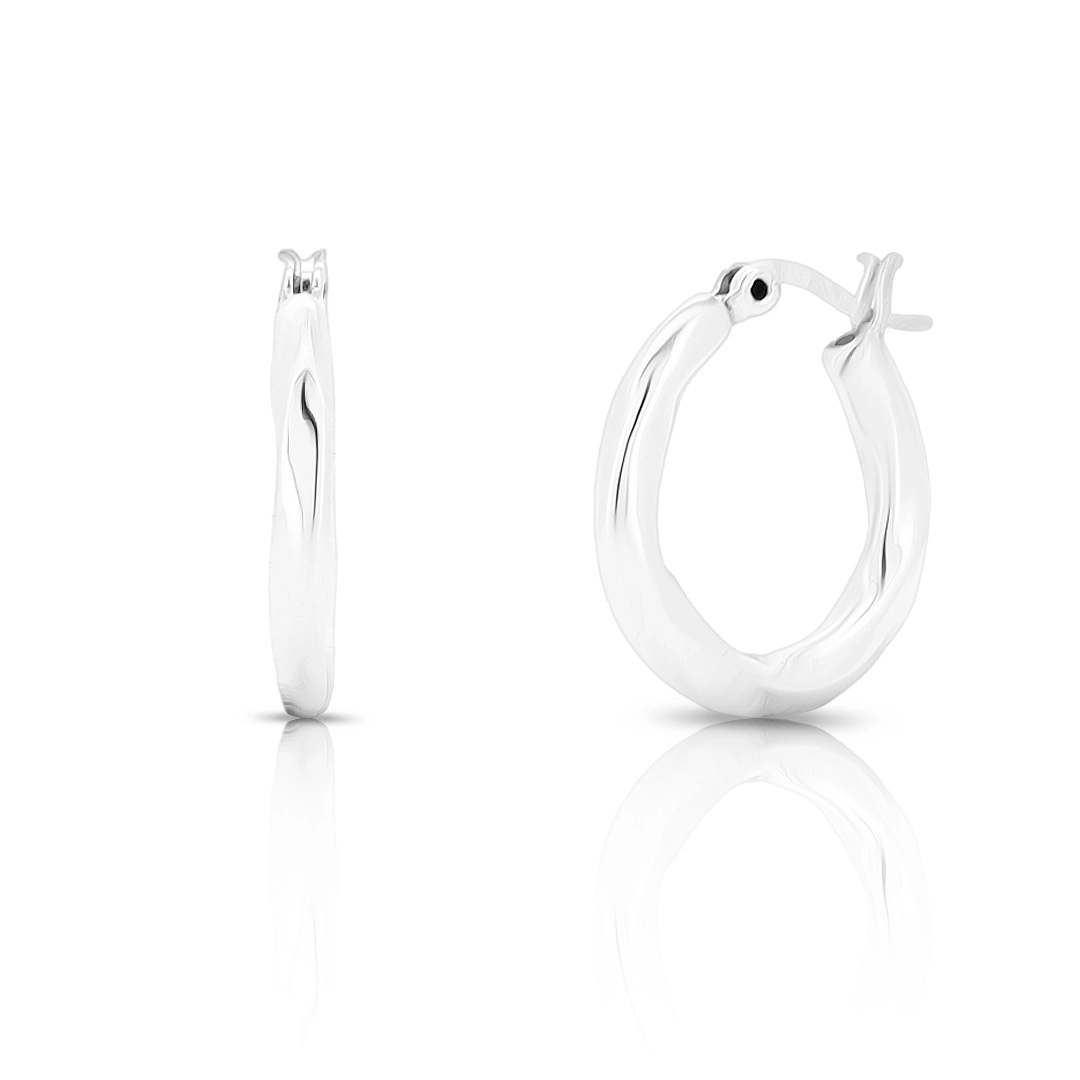 Brinco de Prata Argola Trabalhada com Trava