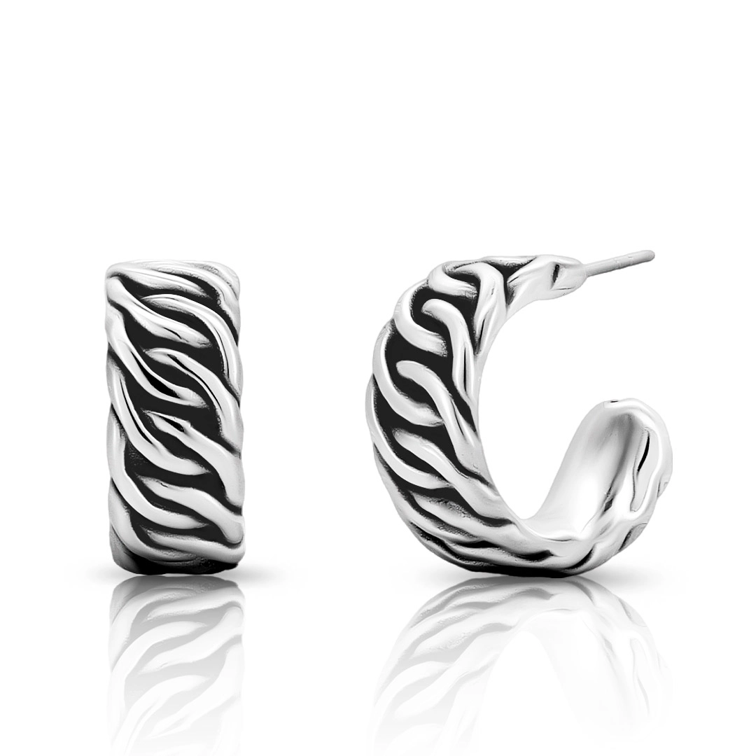 Brinco de Prata Argola Trabalhada e Envelhecida