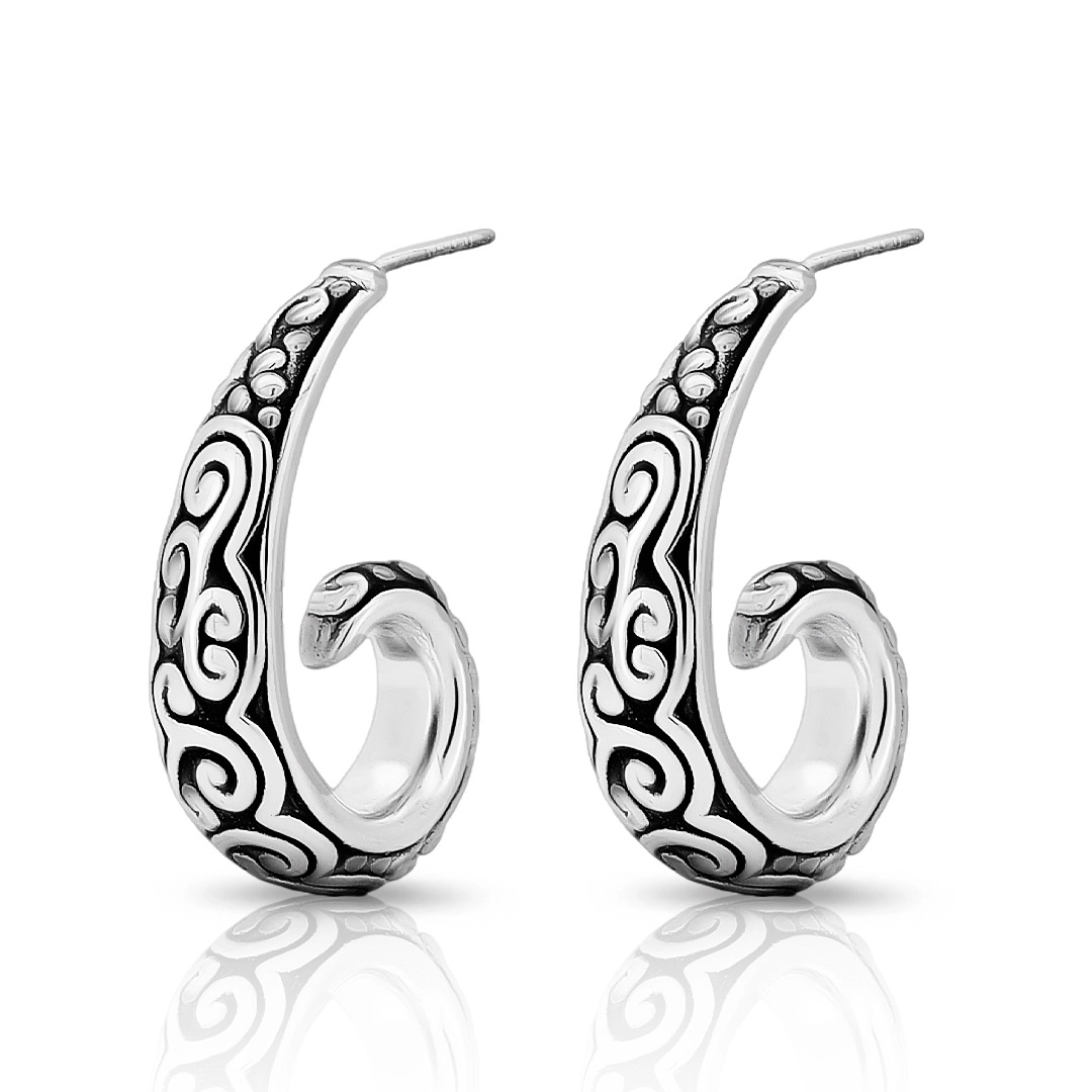 Brinco de Prata Argola Trabalhada e Envelhecida