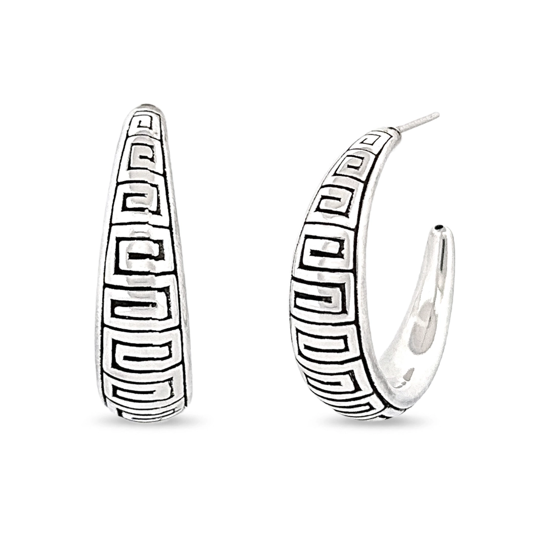 Brinco de Prata Argola Trabalhada e Envelhecida com Tarraxa