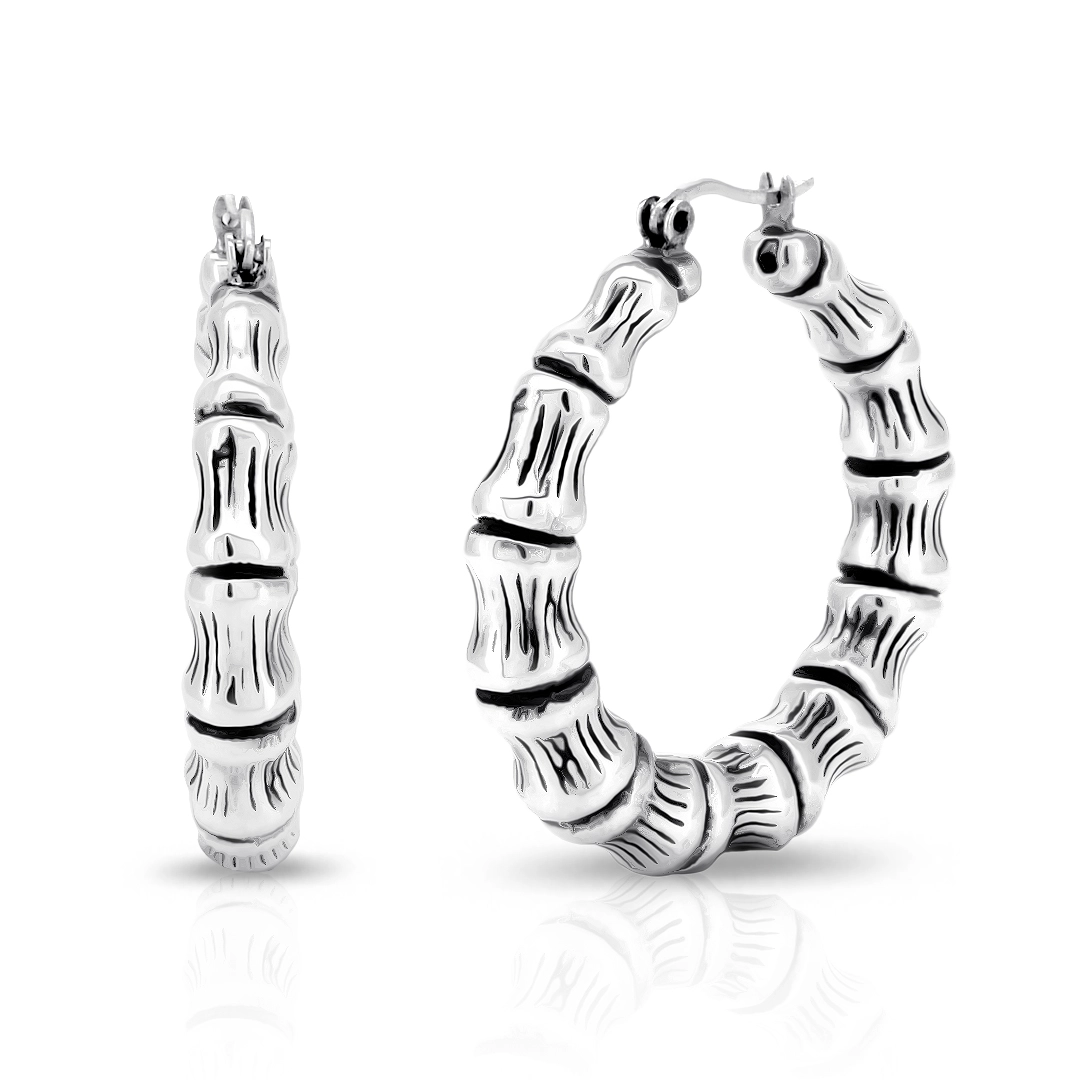 Brinco de Prata Argola Trabalhada e Envelhecida