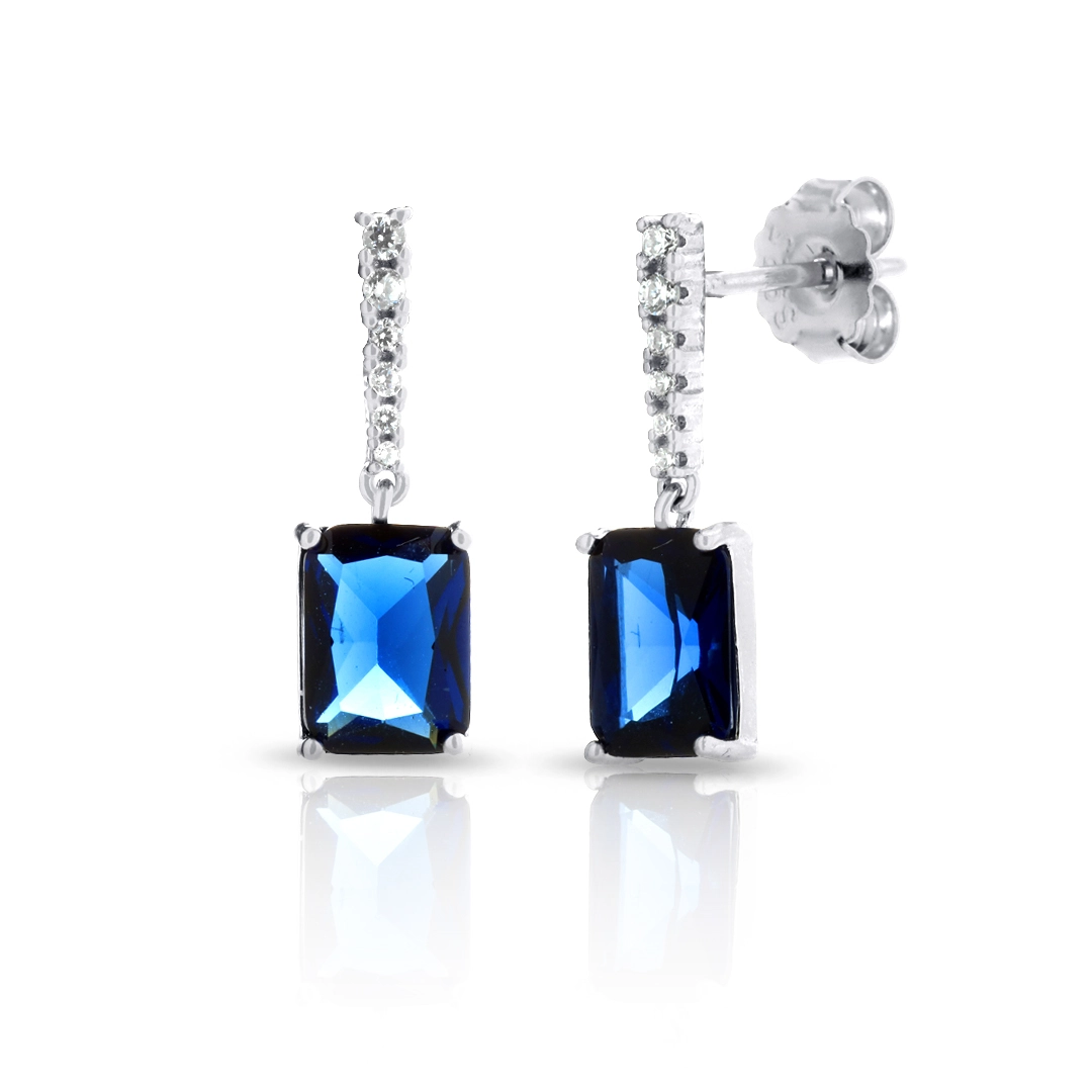 Brinco de Prata Balanço Blend Collection Com Zircônias Safira e Cristal