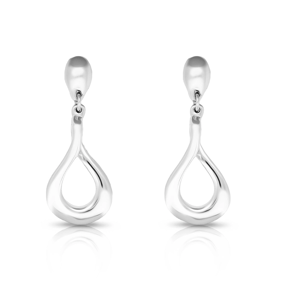 Brinco de Prata Balanço Gota Torcida e Espelhada