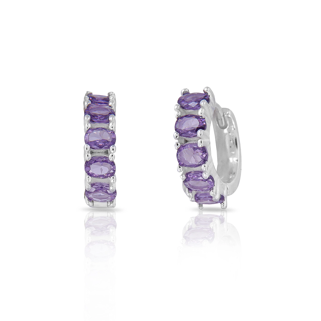 Brinco de Prata Blend Collection Clic de Zircônias Ametista