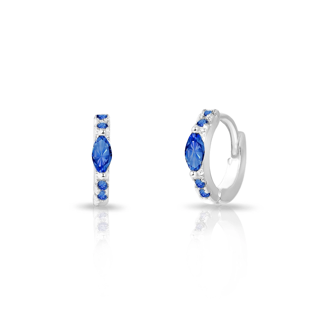 Brinco de Prata Blend Collection Clic de Zircônias Safira Navete