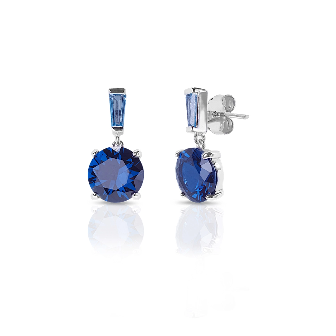 Brinco de Prata Blend Collection com Zircônia Safira e Zircônia Topázio Retangular