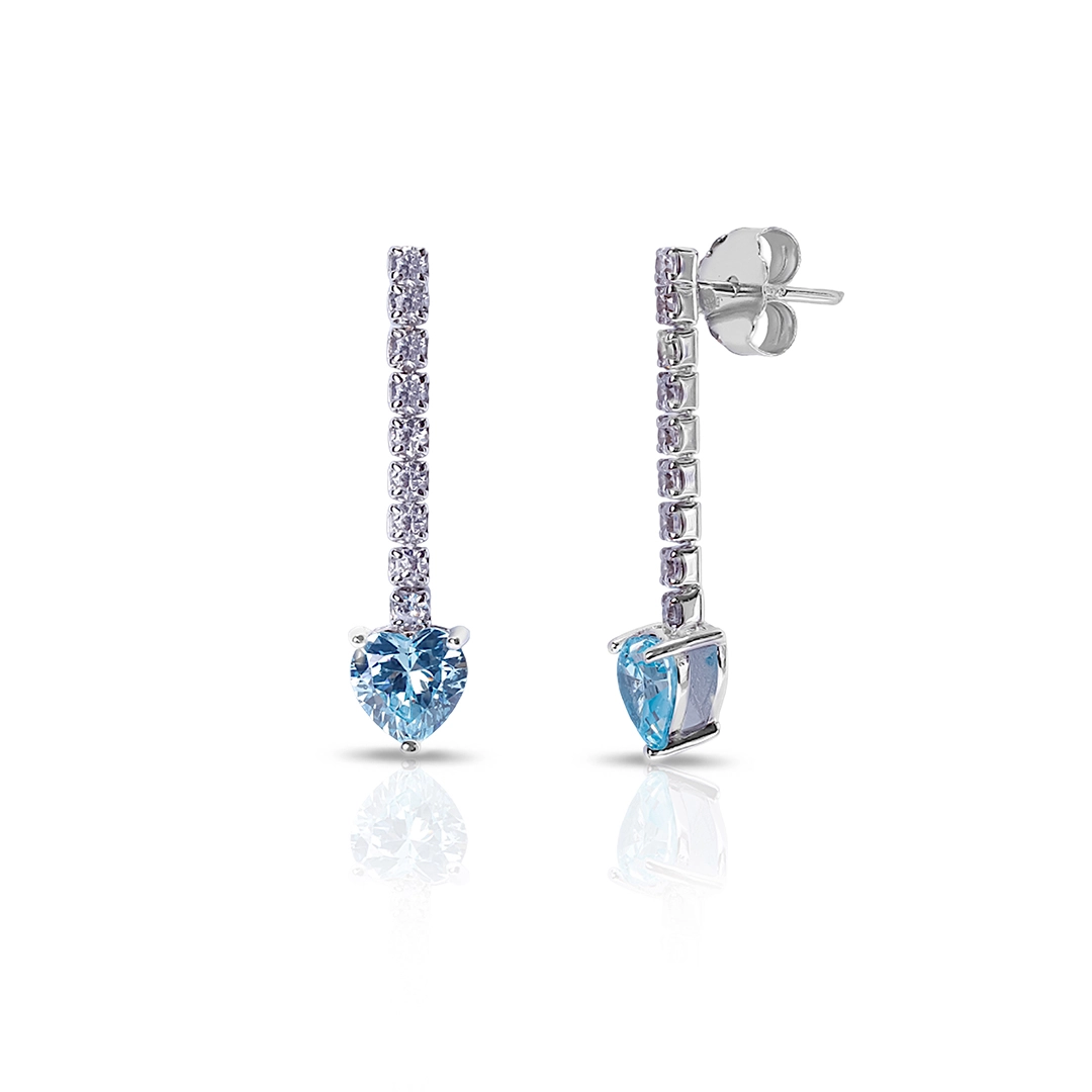 Brinco de Prata Blend Collection com Zircônias Cristal e Coração em Zircônia Topázio