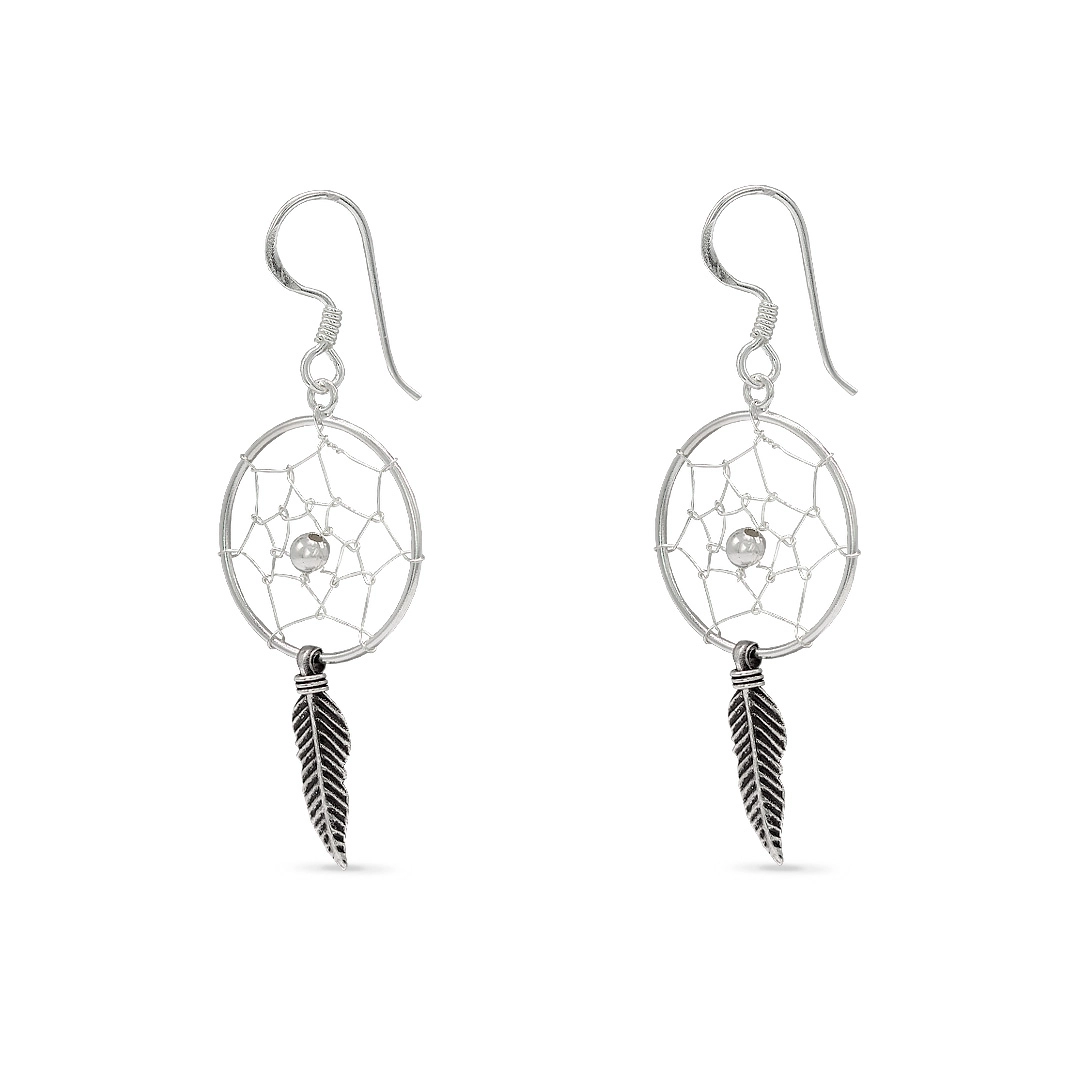 Brinco De Prata Gancho Com Filtro dos Sonhos