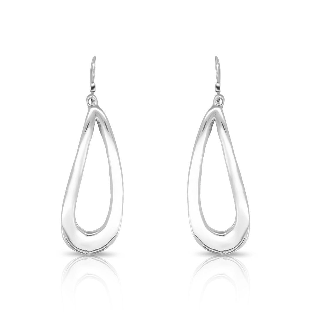 Brinco de Prata Gancho com Gota Espelhada