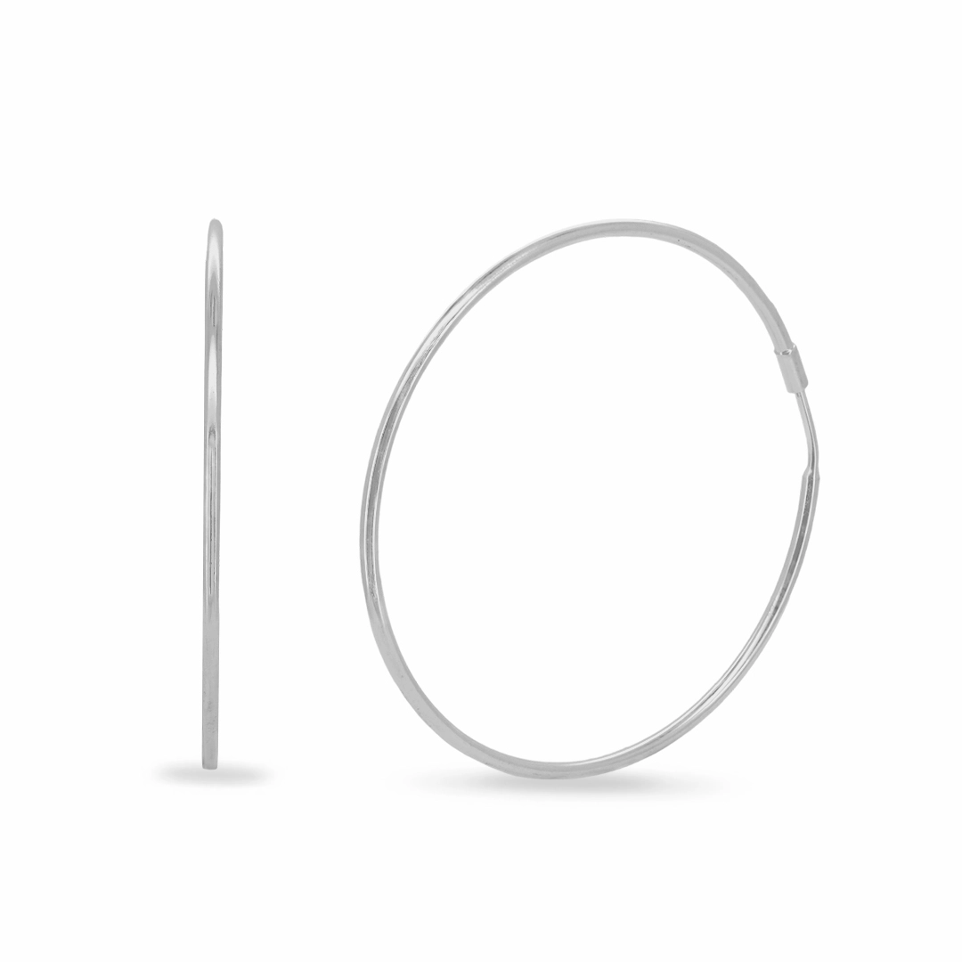 Brinco De Prata Leve Argola com Fio Roliço