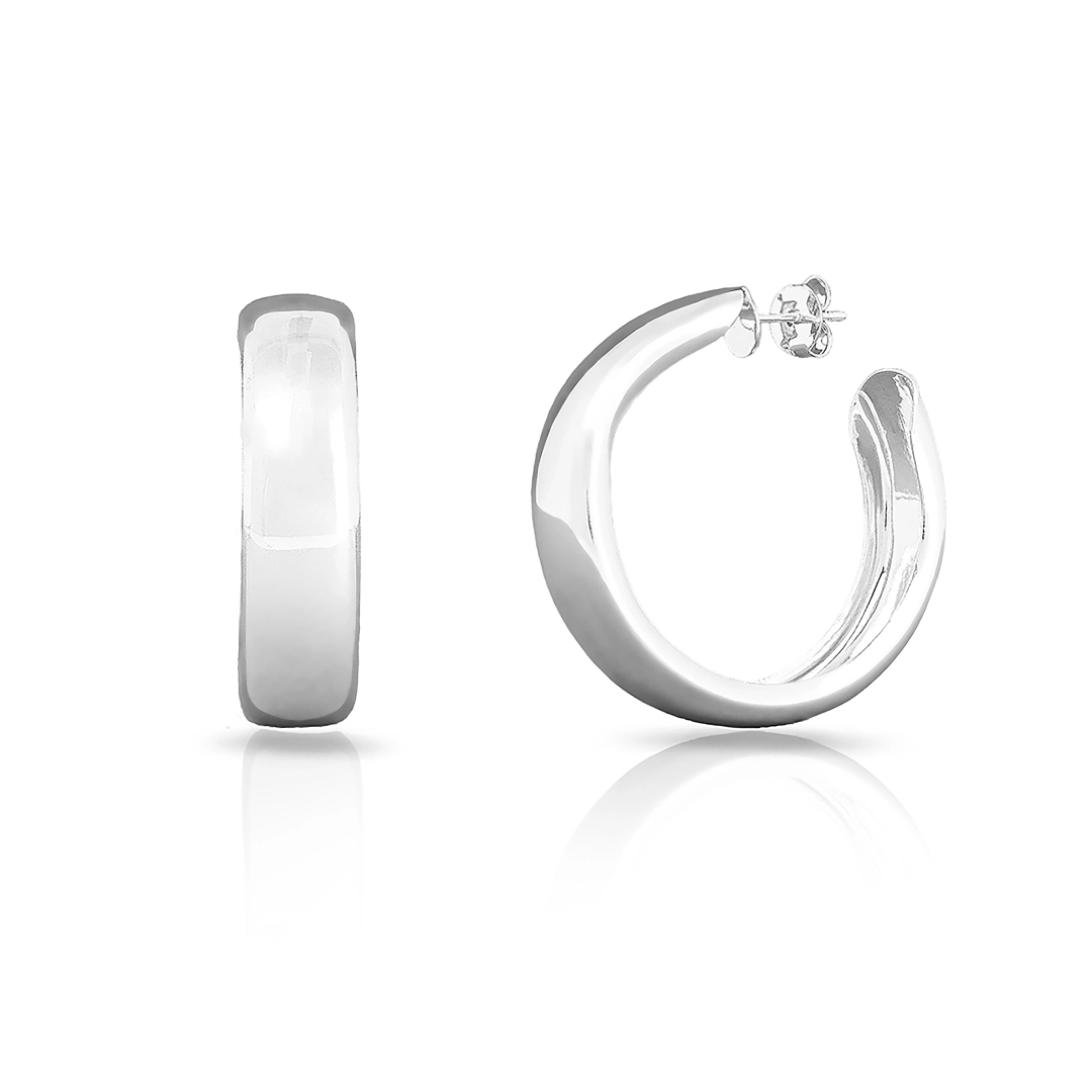 Brinco de Prata Leve Argola Espelhada