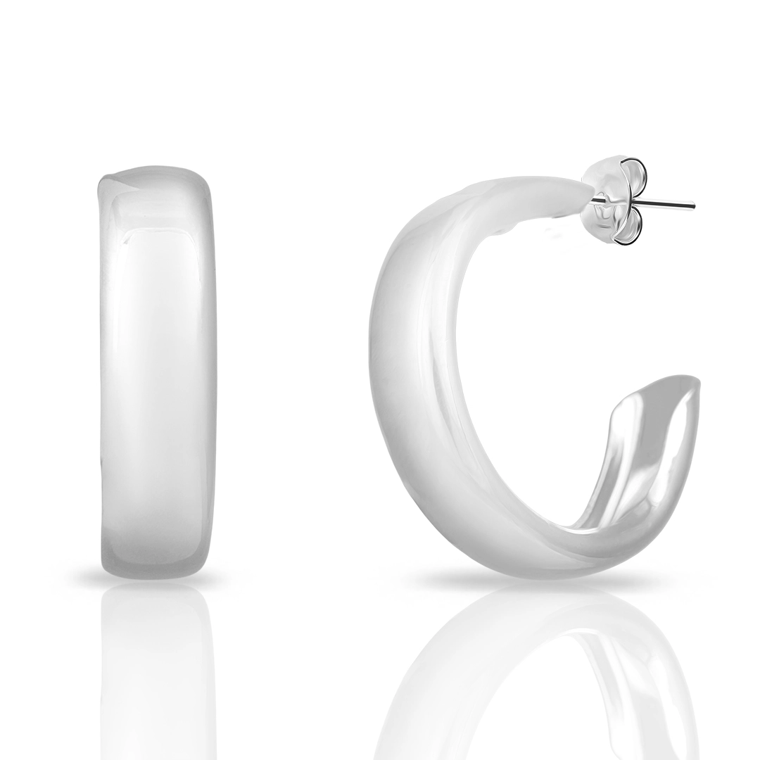 Brinco De Prata Leve Argola Espelhada